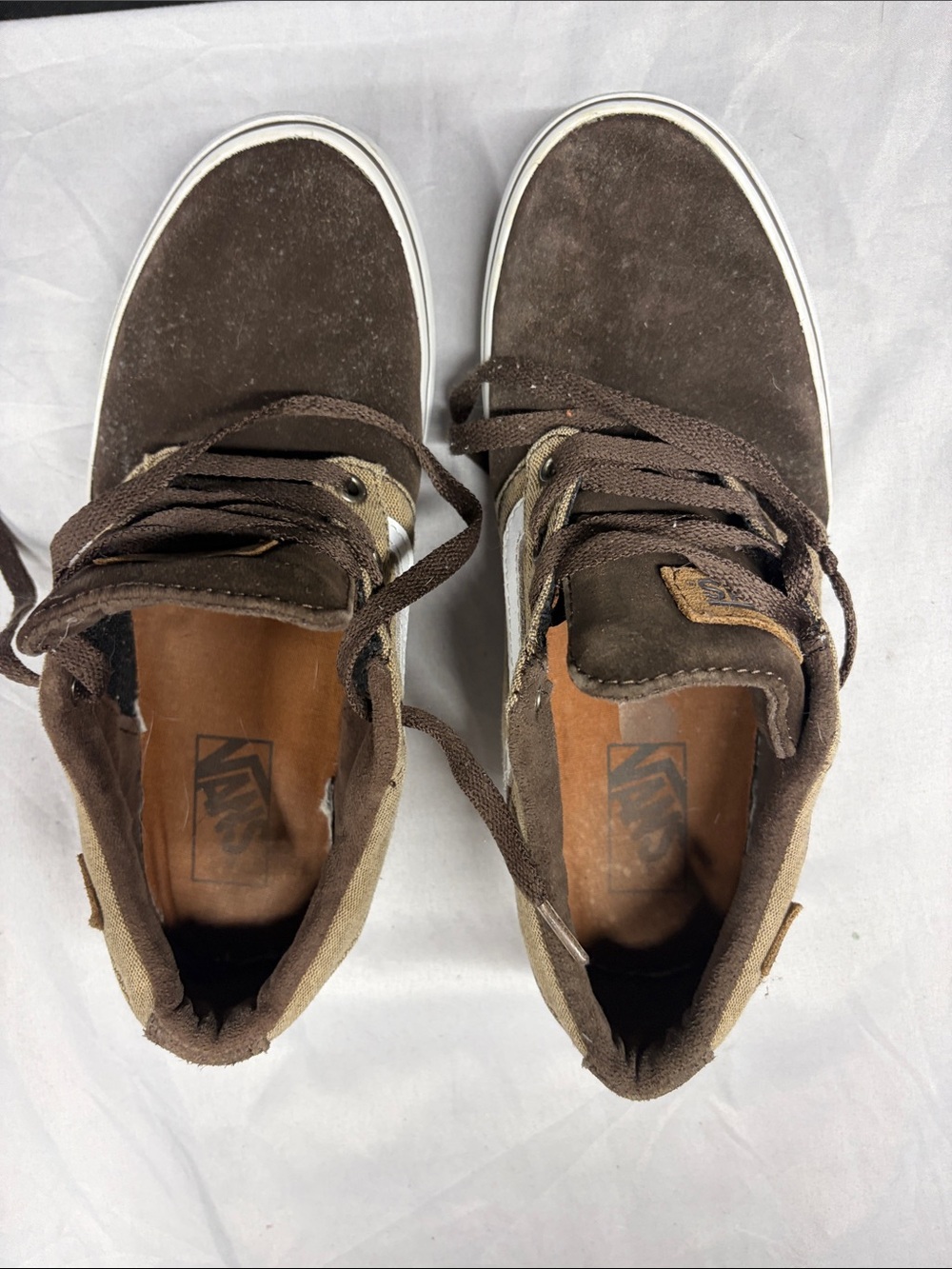 Vans Brown Suede High-Top Sneakers with Tan Accents